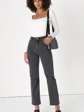 Rolla's Women's Size 27 High Rise Original Straight Worn Jeans Brad Black